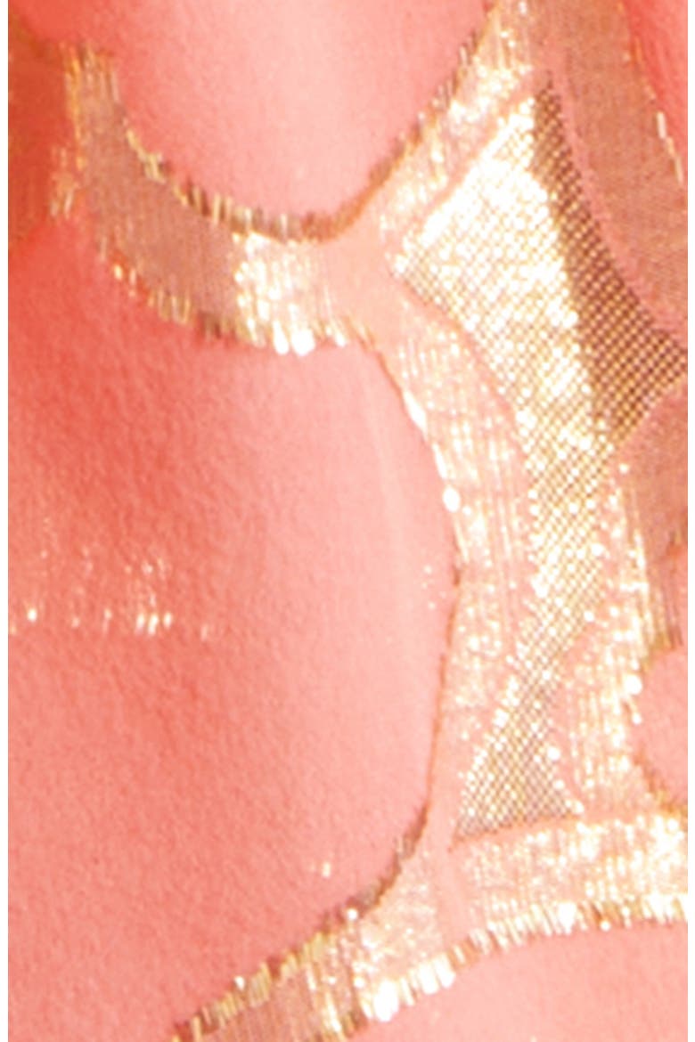 Reuben Metallic Daisy Print Mini Halter Dress, Alternate, color, CORAL JACQUARD