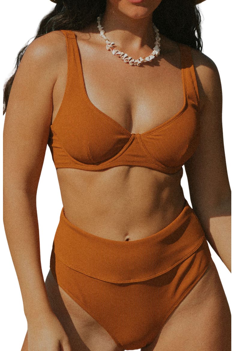 Ember High Waisted Bikini Bottoms, Main, color, Orange
