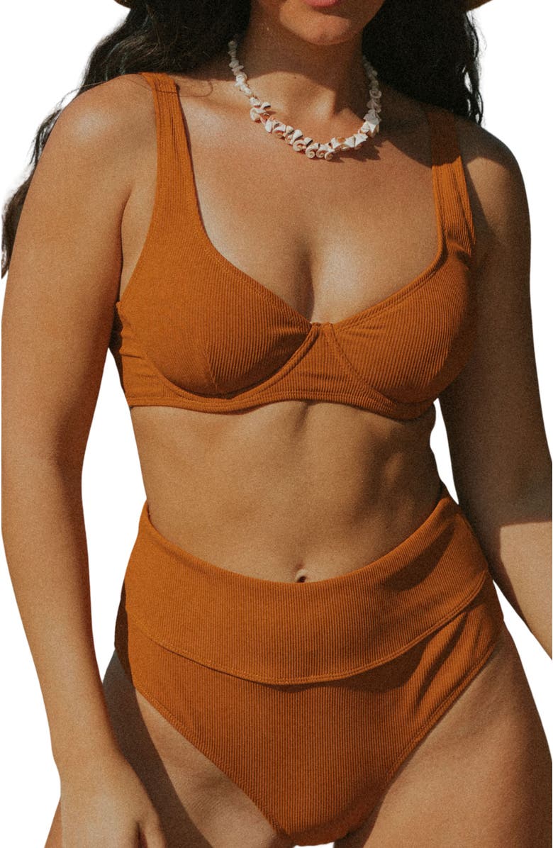 Geode Swimwear Ember High Waisted Bikini Bottoms, Main, color, Orange