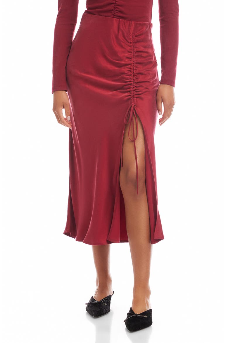 Fiona Ruched Midi Skirt, Main, color, BRICK