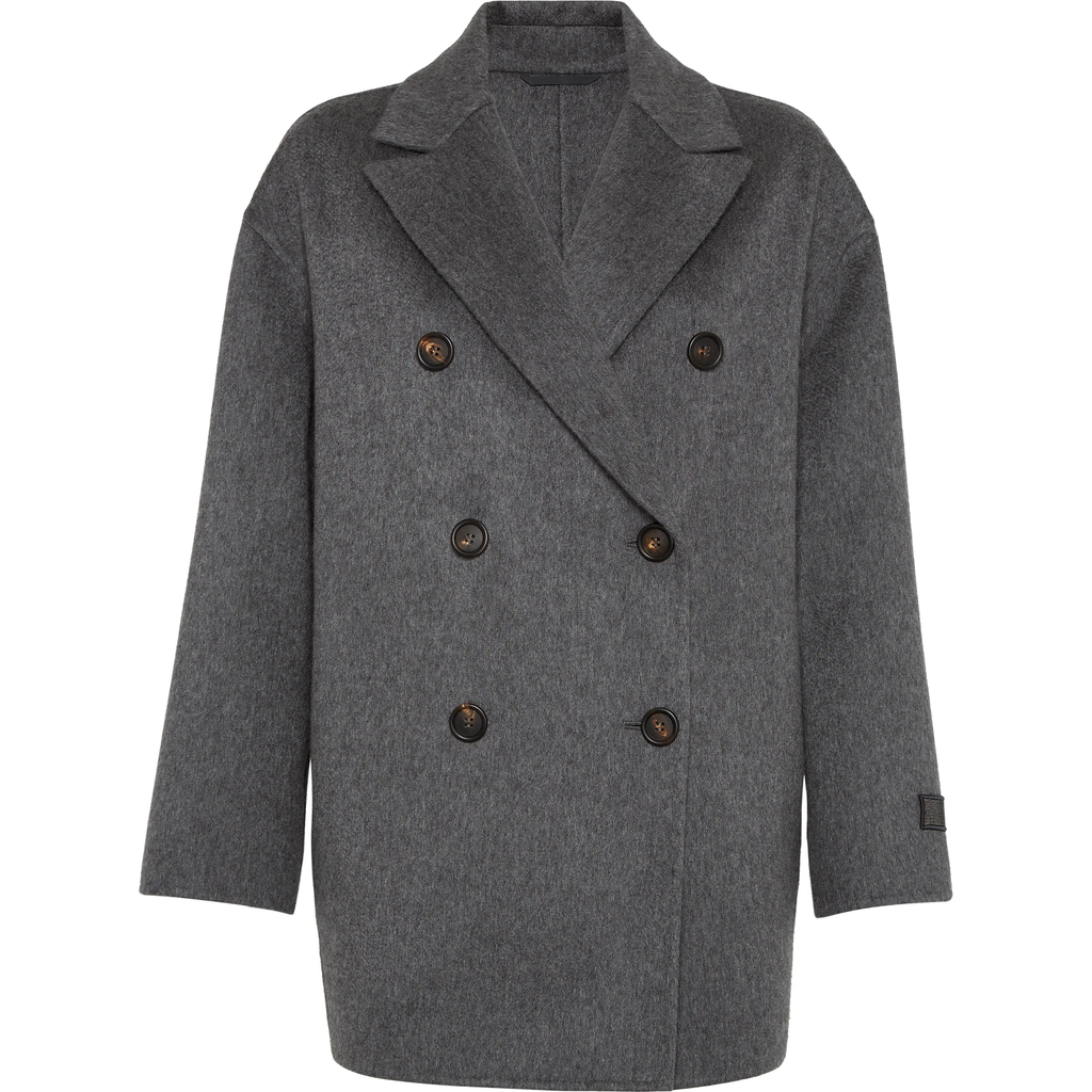 Brunello Cucinelli Hand-finished Caban Jacket In Lead
