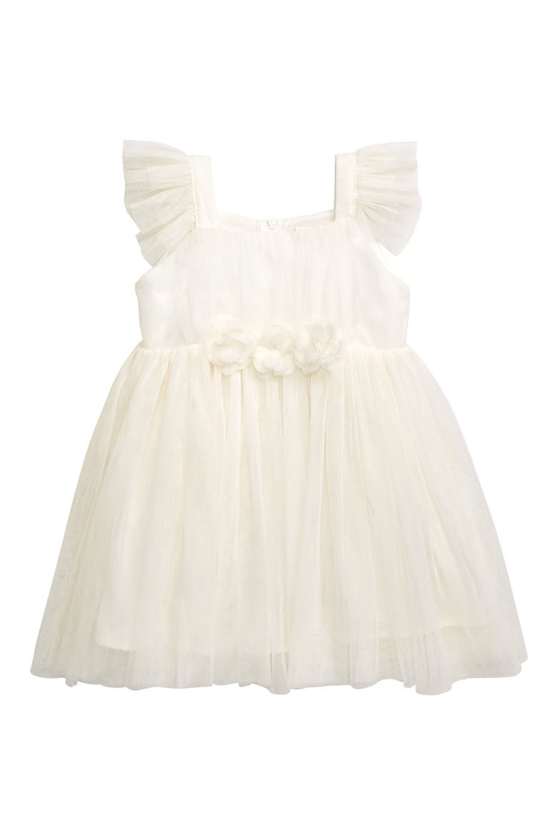 Flutter Sleeve Tulle Dress, Main, color, CREAM
