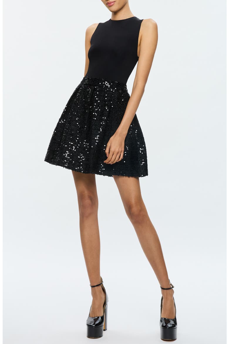 Chara Sequin Sleeveless Minidress, Alternate, color, BLACK