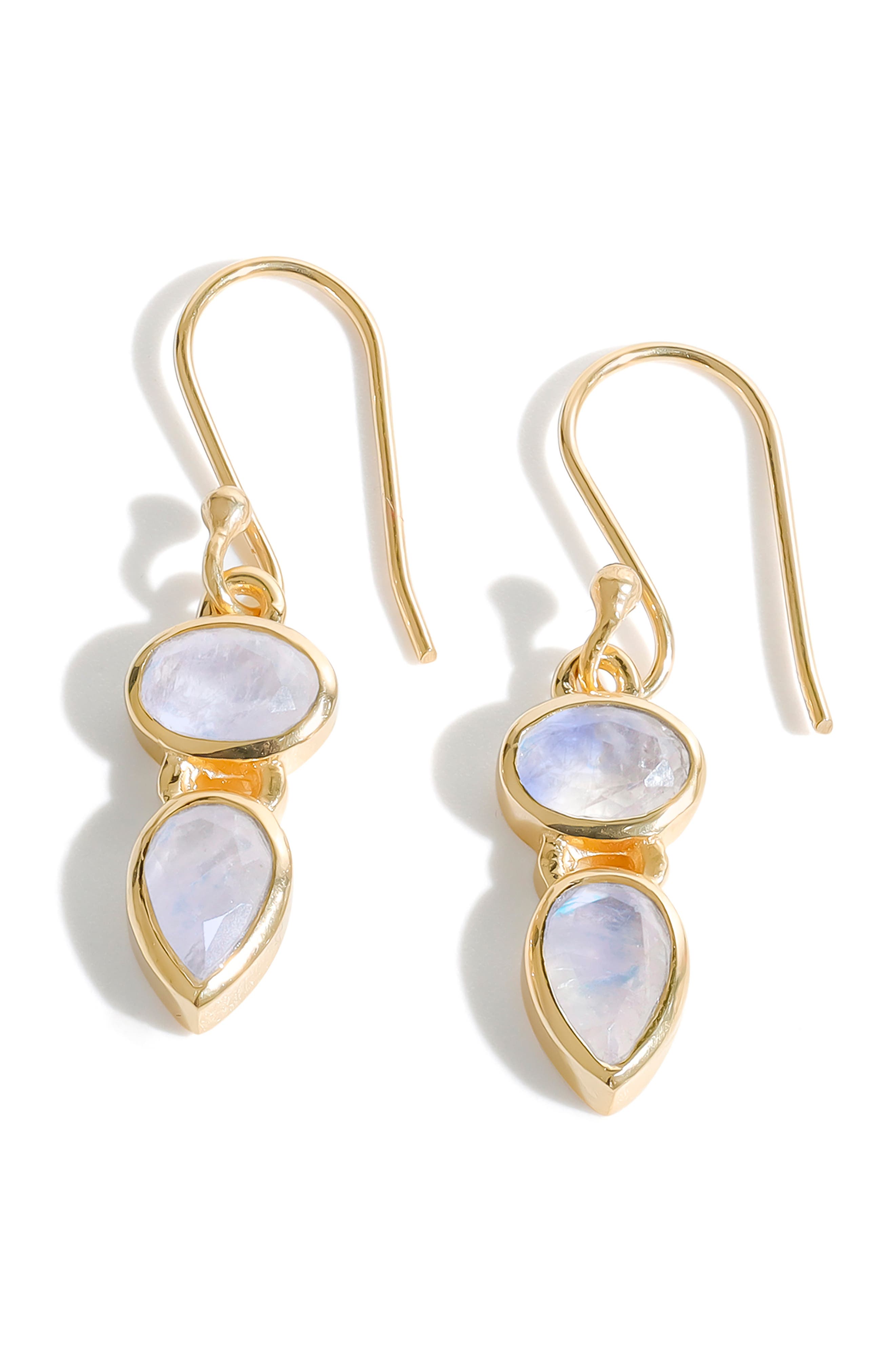 Ys Gems Goldtone Drop Earrings In Light Blue