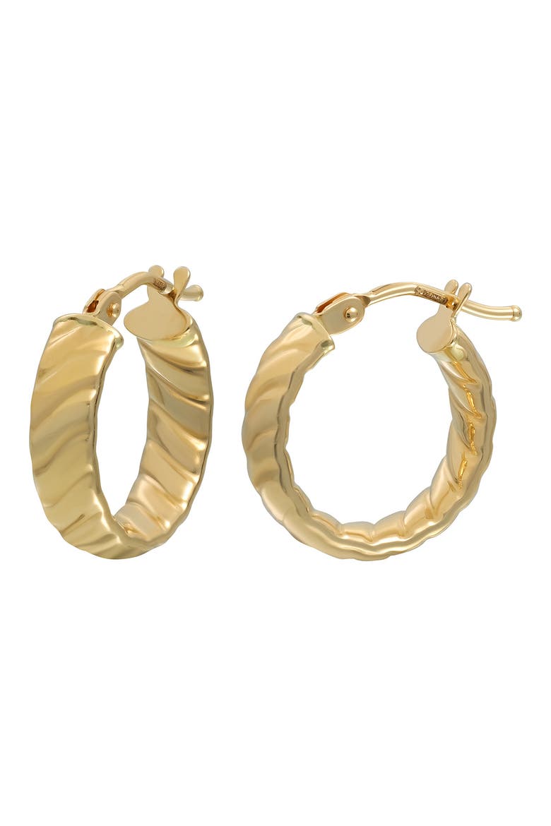 14K Gold Textured Hoop Earrings (Nordstrom Exclusive), Main, color, 14K YELLOW GOLD