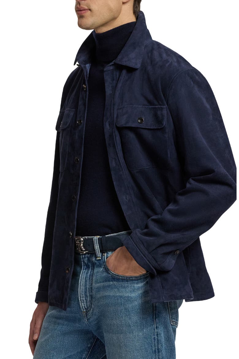 Calloway Insulated Lambskin Suede Shirt Jacket, Alternate, color, RACING NAVY
