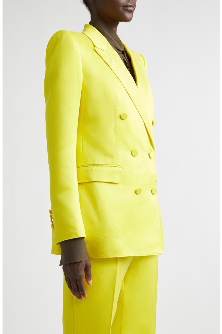 Double Breasted Hammered Satin Jacket, Alternate, color, BY160 CITRON