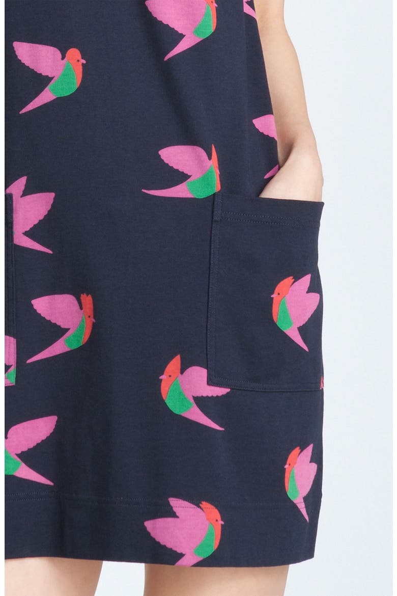 'Night Bird' Print Shift Dress, Alternate, color, NORMANDY BLUE MULTI
