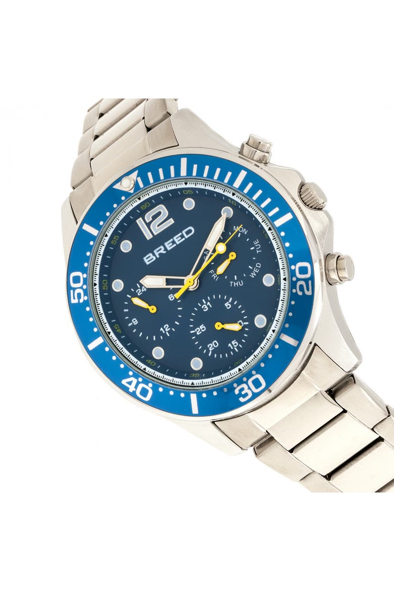 Pegasus Bracelet Watch w/Day/Date, Alternate, color, Blue/Silver