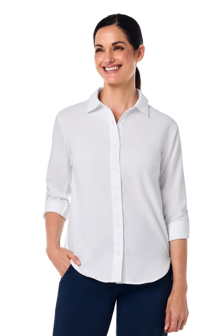 Women's Hepburn Shirt with Roll-Up Sleeves, UPF 50+ Sun Protection, Alternate, color, White