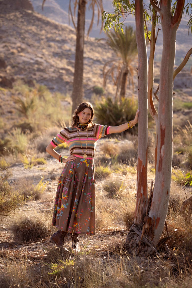 Light Weight Striped Pullover, Alternate, color, Sand / Multicolor