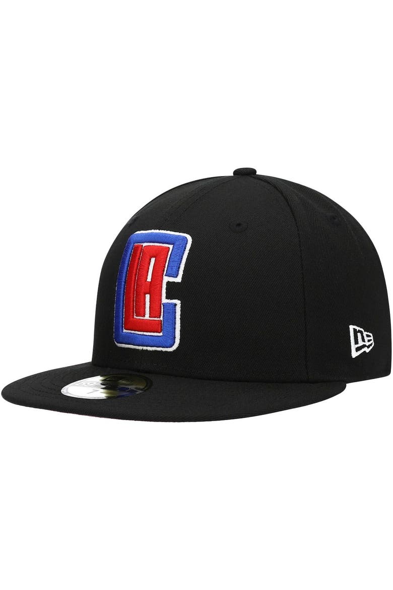 Men's New Era Black LA Clippers Pink Undervisor 59FIFTY Fitted Hat, Main, color, Black