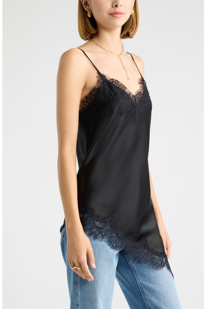 Asymmetrical Lace Satin Tank, Alternate, color, BLACK