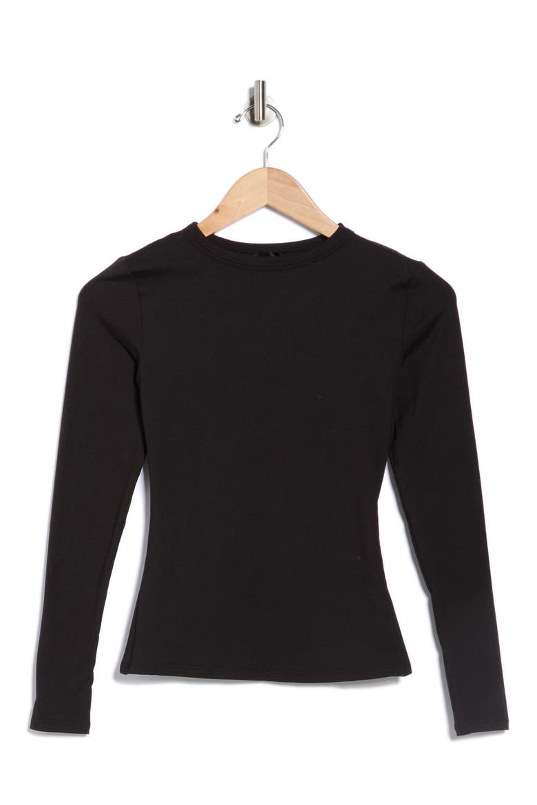 Bare Crewneck Long Sleeve Top, Alternate, color, BLACK