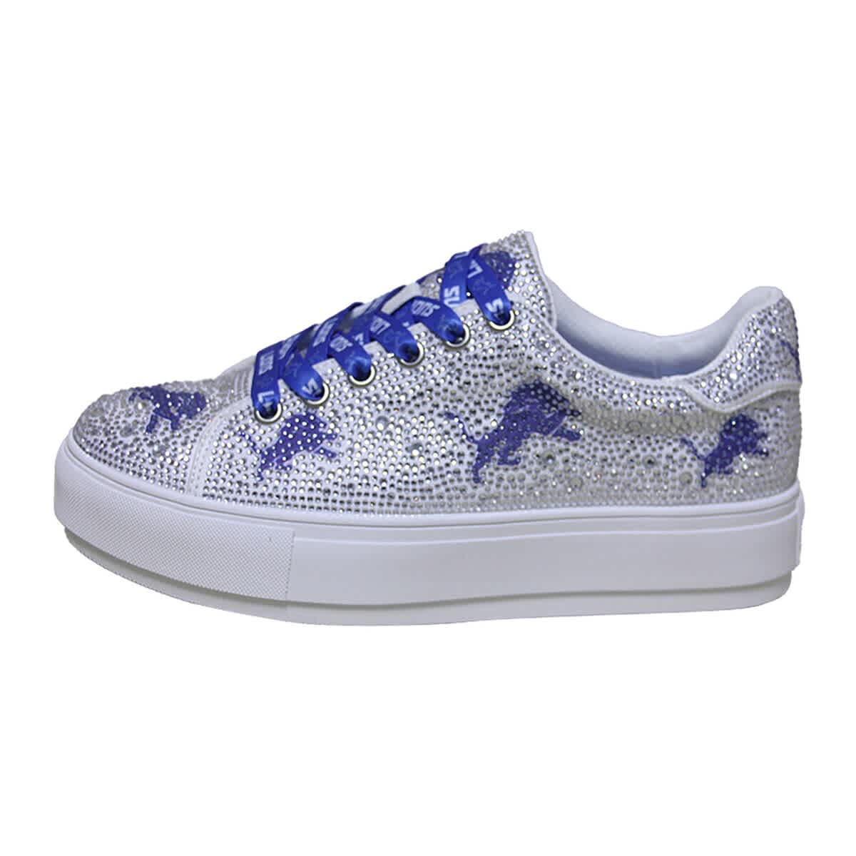 CUCE Women's Cuce White Detroit Lions Crystal Team Logo Sneakers, Alternate, color, 