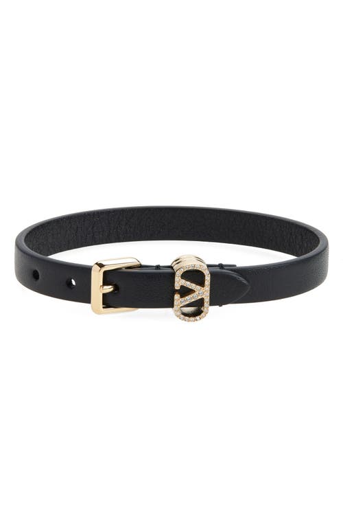 Valentino Leather Ovalette Bracelet Gold-tone Buckle In Black