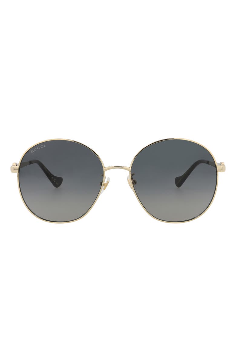 Gucci Novelty 59mm Round Sunglasses, Main, color, Gold Gold Grey