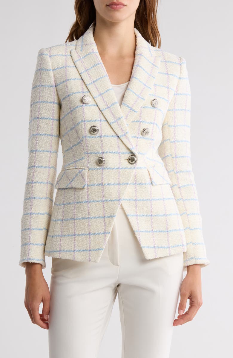 Veronica Beard Miller Windowpane Double Breasted Dickey Jacket, Main, color,