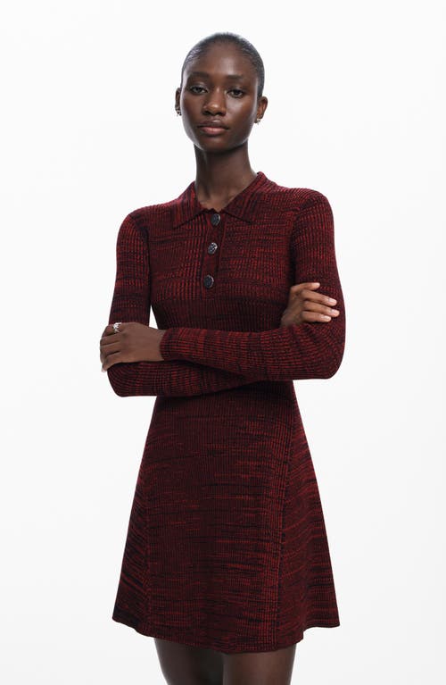 Desigual Marti Long Sleeve Minidress In Burgundy