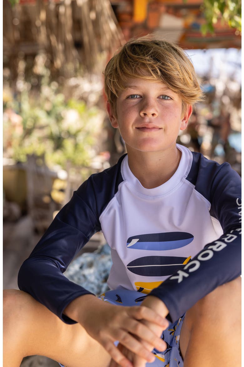Kids' Wave Break Rashguard, Alternate, color, WHITE