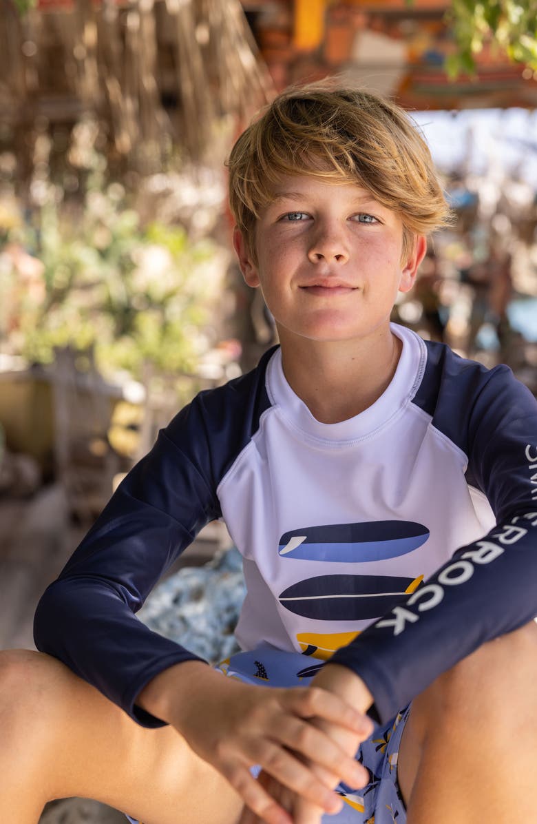 Snapper Rock Kids' Wave Break Rashguard, Alternate, color, White