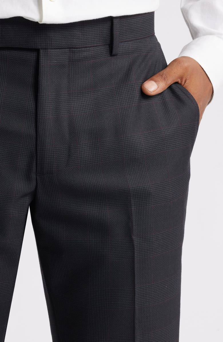 Open Edit Slim Fit Plaid Wool Blend Trousers, Alternate, color, 
