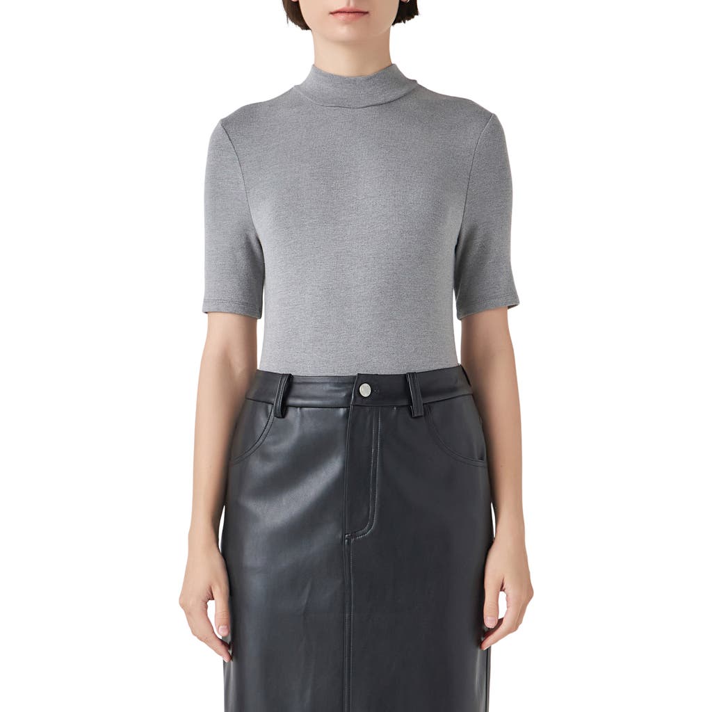 Grey Lab Mock Neck Bodysuit In Heather Grey
