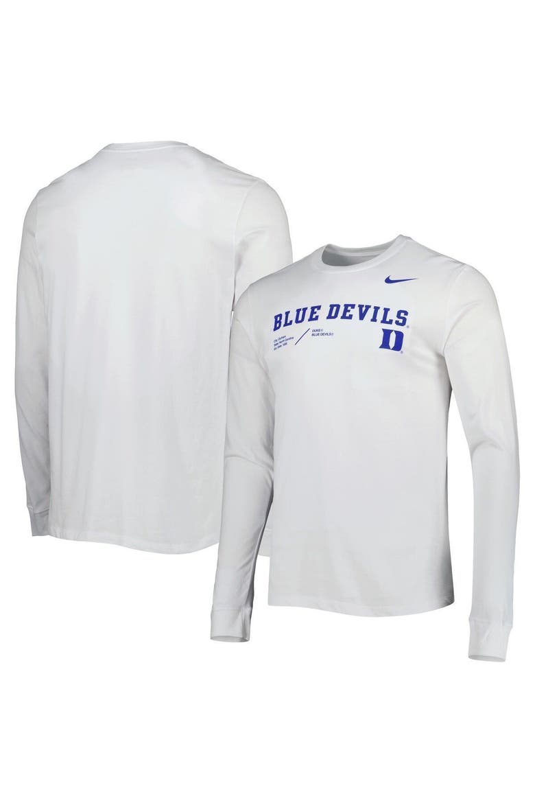 Men's Nike White Duke Blue Devils Team Practice Performance Long Sleeve T-Shirt, Main, color, White