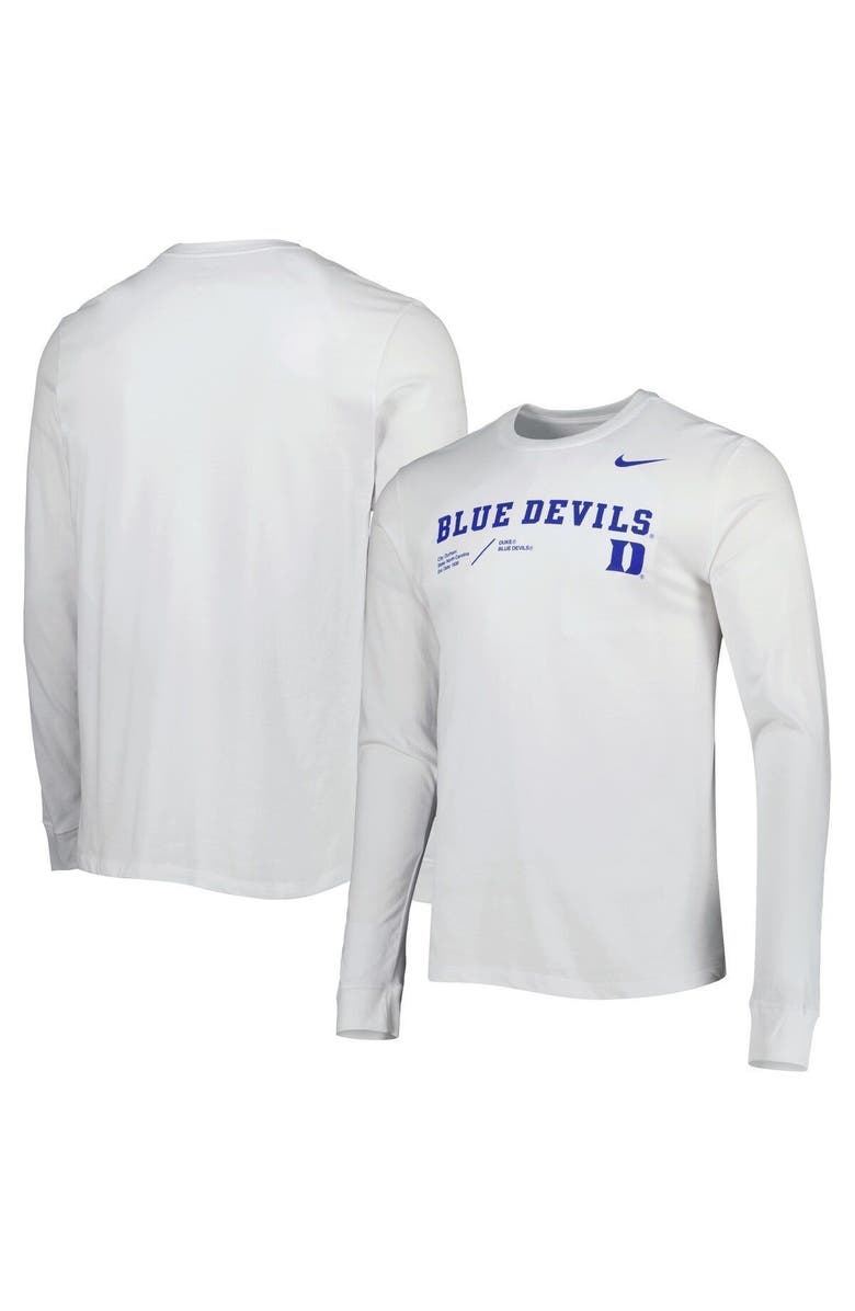 Nike Men's Nike White Duke Blue Devils Team Practice Performance Long Sleeve T-Shirt, Main, color, 