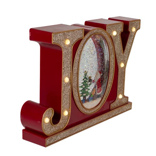 Northlight Led Lighted Joy Christmas Glitter Snow Globe In Red