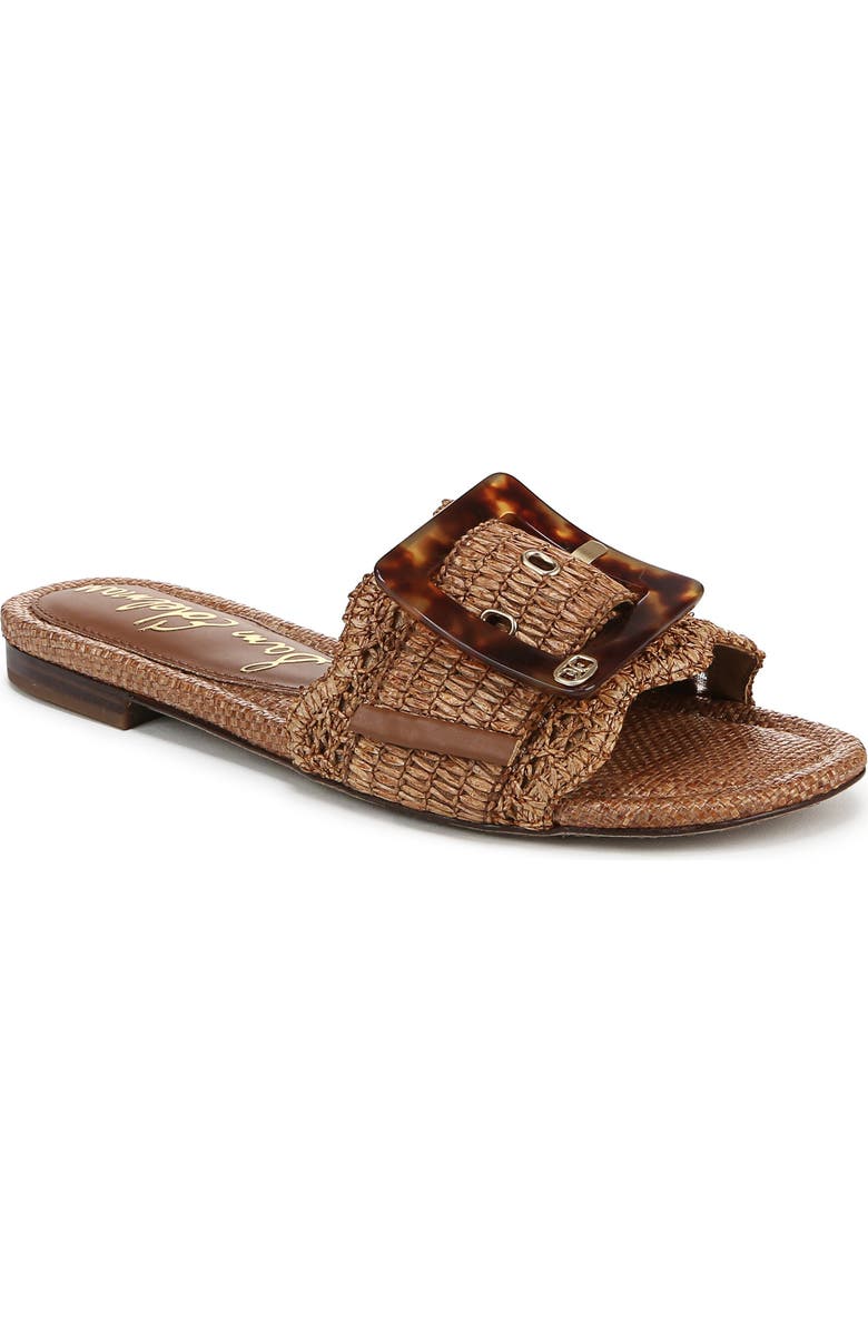Sam Edelman Bambi Raffia Buckle Slide Sandal, Main, color, Cuoio