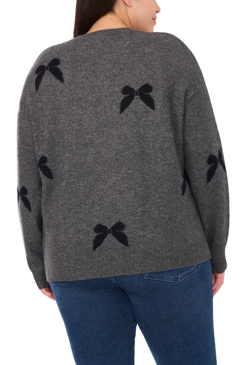 3D Bow Creneck Sweater, Alternate, color, MED HTR GREY