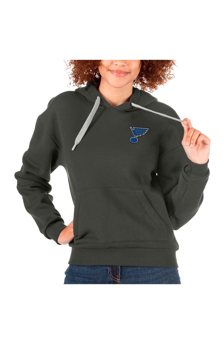 ANTIGUA Women's Antigua Charcoal St. Louis Blues Primary Logo Victory Pullover Hoodie, Main, color,