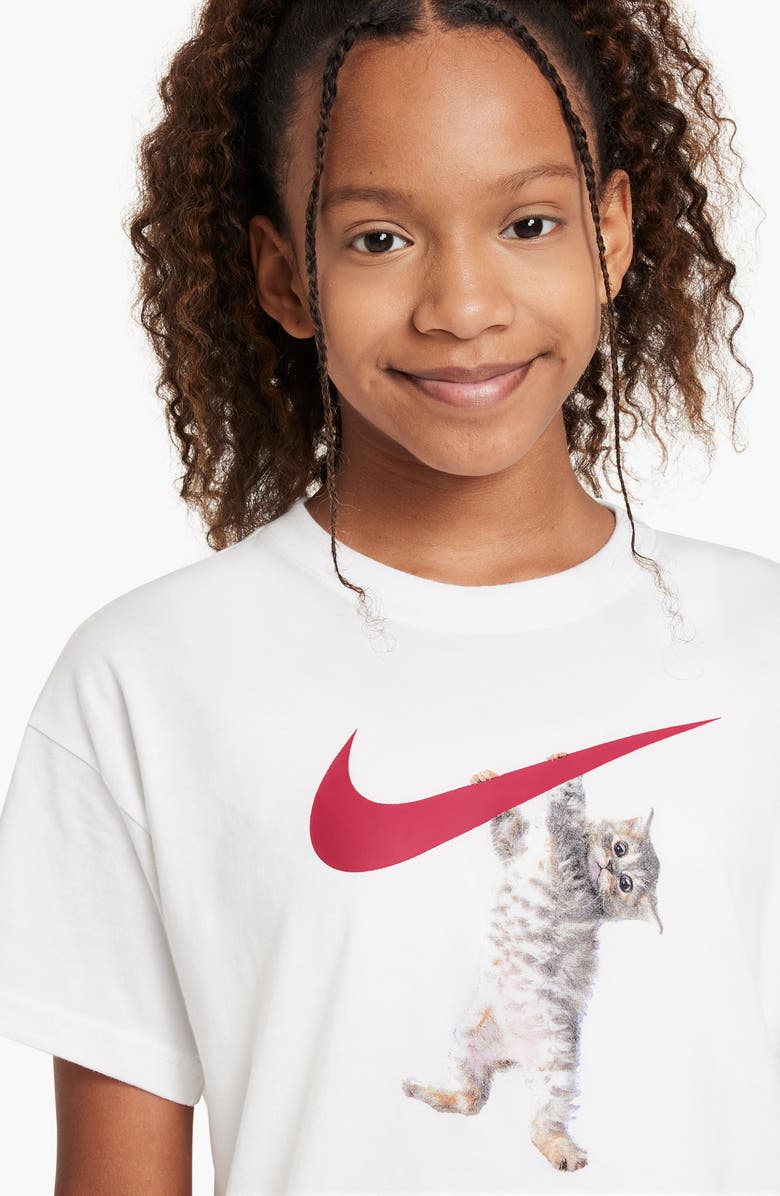 Nike Kids' Sportswear Kitten Cotton Graphic T-Shirt, Alternate, color, 