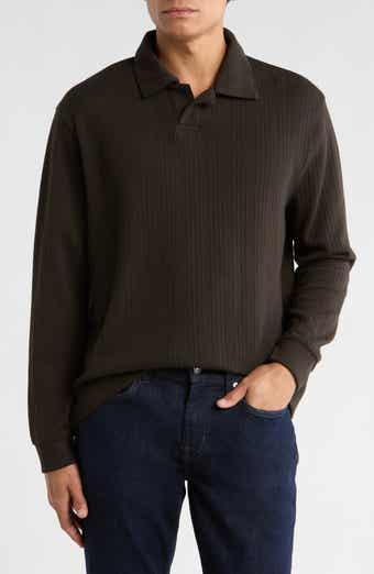 DENIM AND FLOWER Relaxed Fit Cotton Blend Jacquard Polo