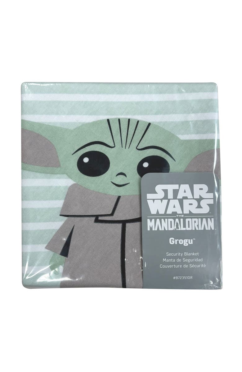 Lambs & Ivy Star Wars Mandalorian Grogu Cotton Jersey Security Blanket/Lovey, Alternate, color, Green