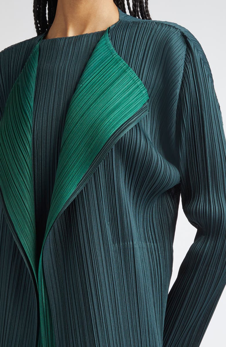 Pleats Please Issey Miyake Merry Bicolor Longline Cardigan, Alternate, color,