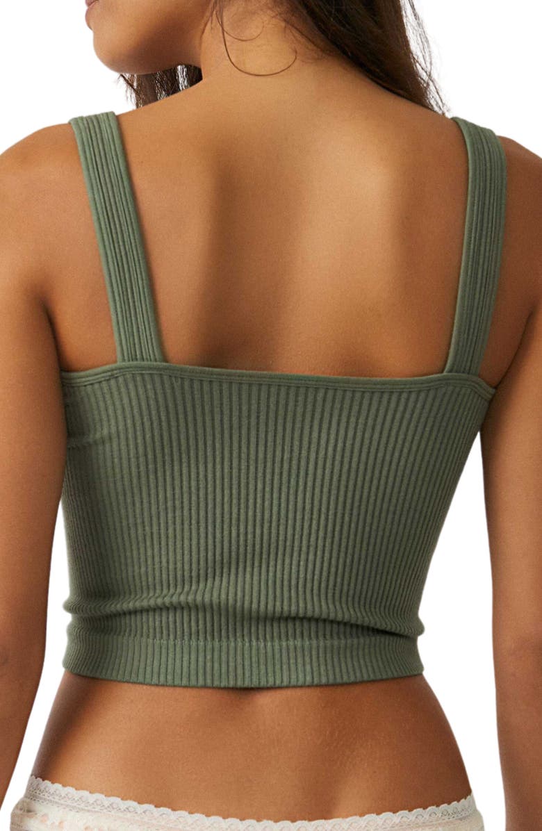Free People Rib Brami Crop Tank, Alternate, color, Moss