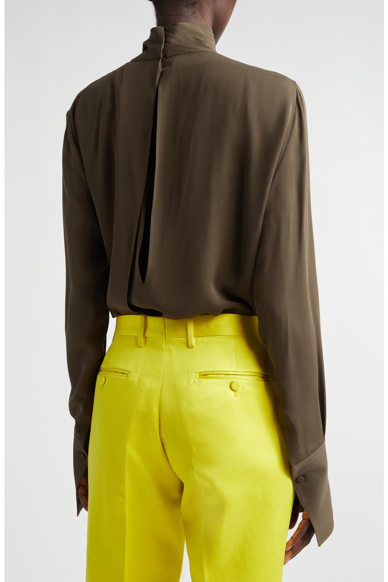 Keyhole Cutout Washed Silk Georgette Top, Alternate, color, KB349 DESERT PALM