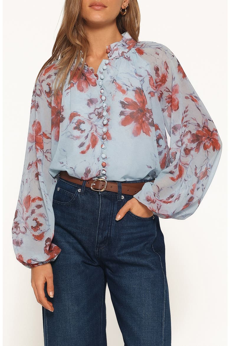 Marni Floral Balloon Sleeve Blouse, Main, color, BLUE FLORAL
