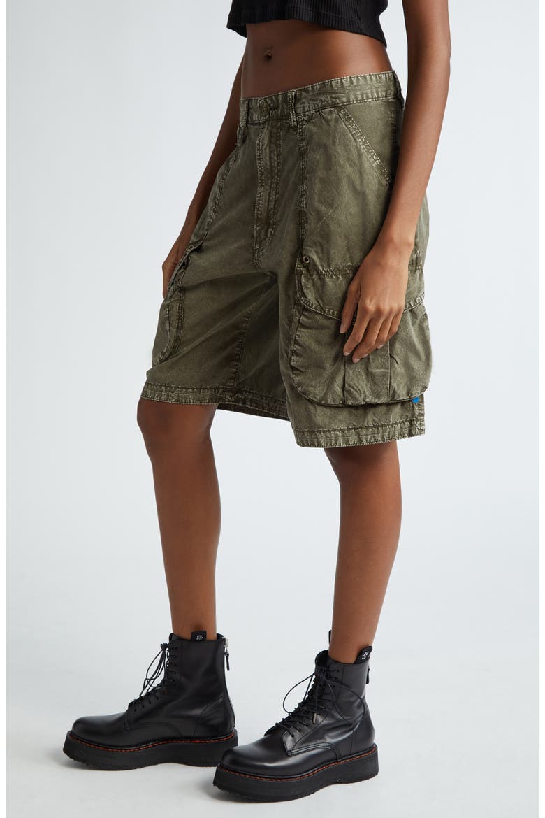 Relaxed Cotton Cargo Shorts, Alternate, color, GD OLIVE