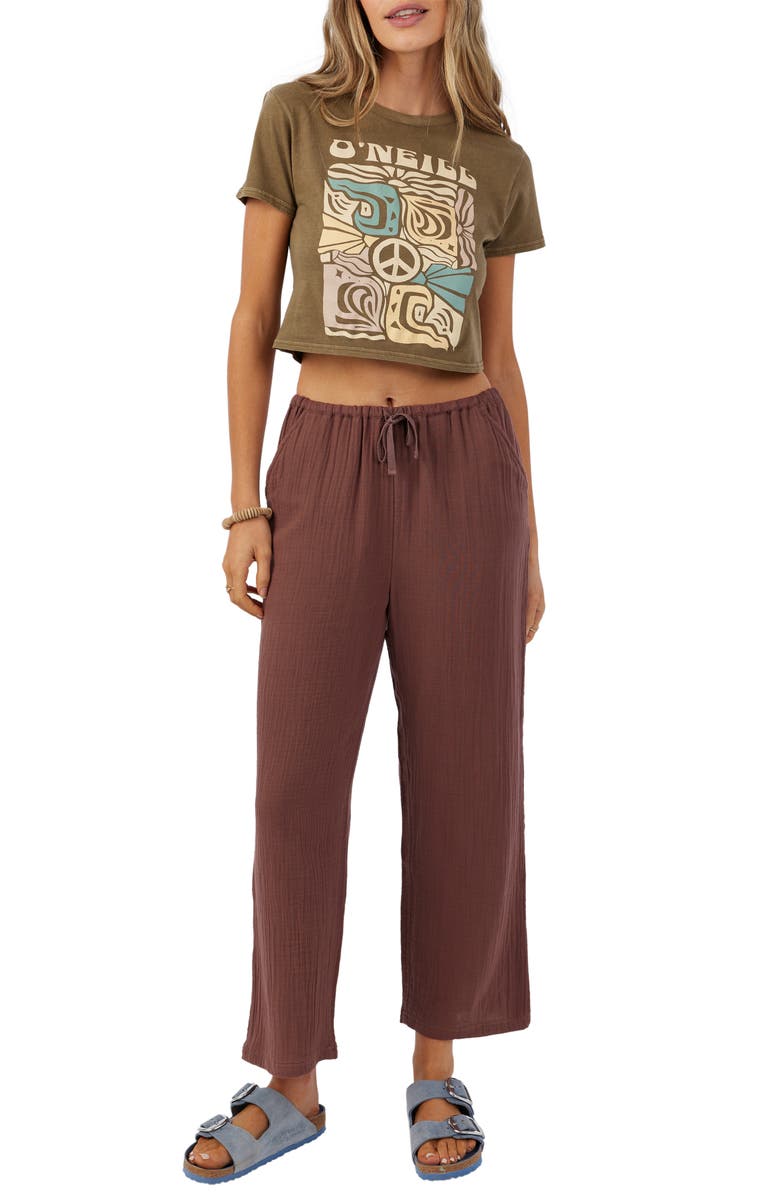 O'Neill Brenda Cotton Gauze Wide Leg Pants, Alternate, color,