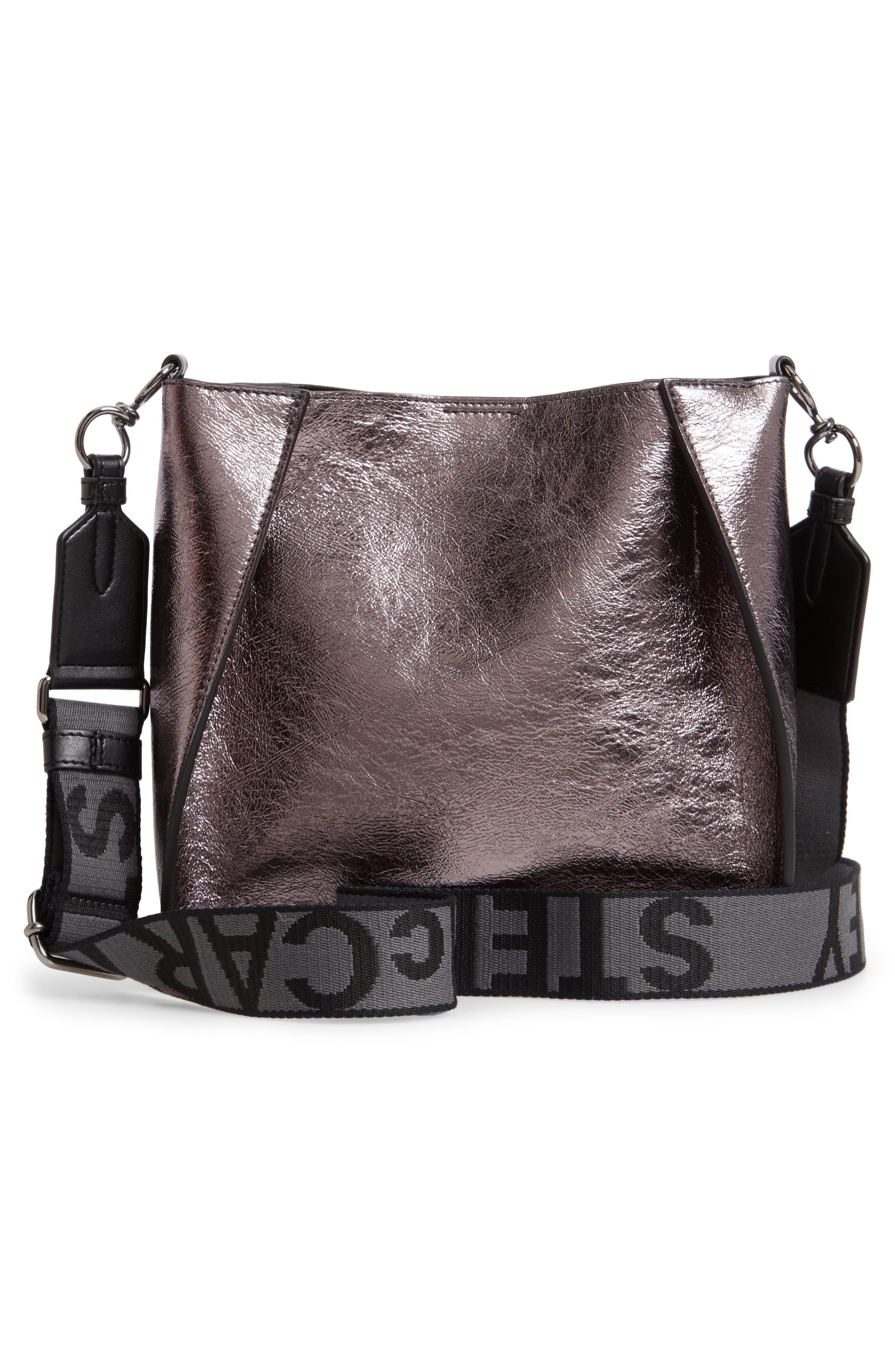 Stella McCartney Mini Stella Perforated Logo Faux Leather Crossbody Bag, Alternate, color, 