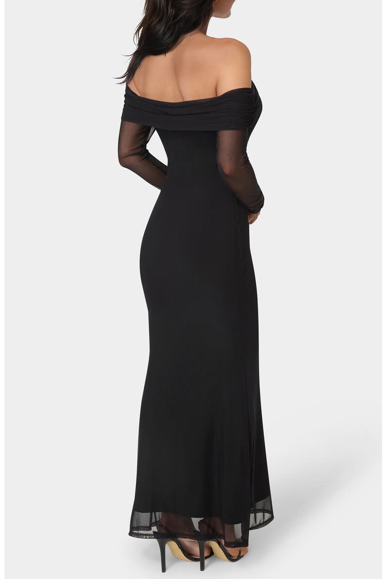 Long Sleeve Off-the-Shoulder Maxi Dress, Alternate, color, BLACK
