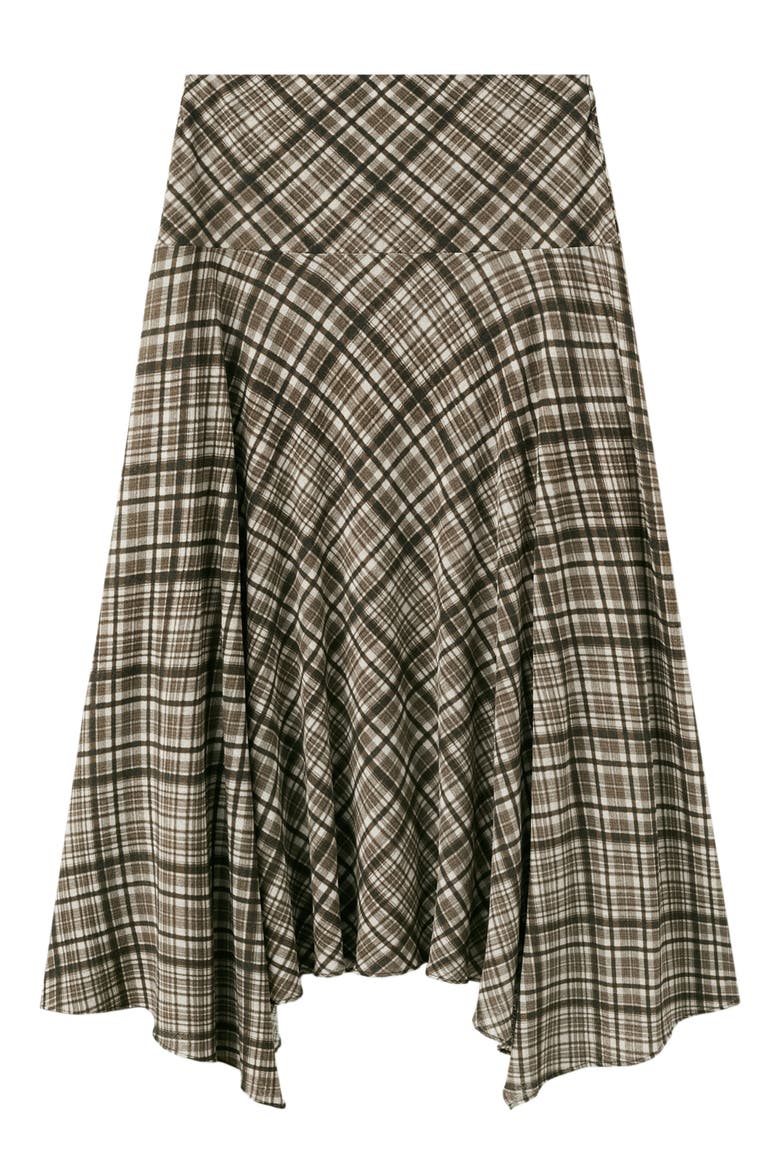 Check Asymmetric Maxi Skirt, Main, color, BROWN