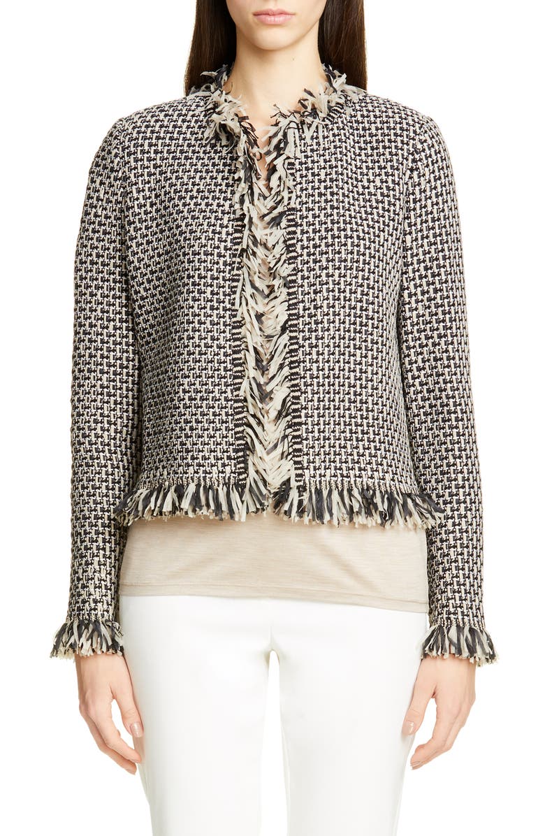 St. John Collection Artisanal Basket Inlay Jacquard Knit Jacket, Main, color,