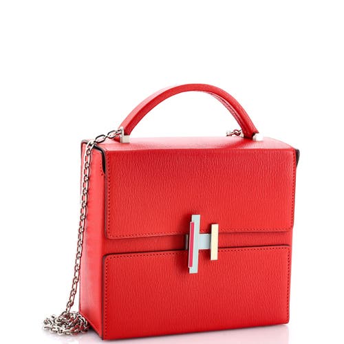 Pre-owned Hermes Hermes Cinhetic Top Handle Bag Chevre Mysore In Orange