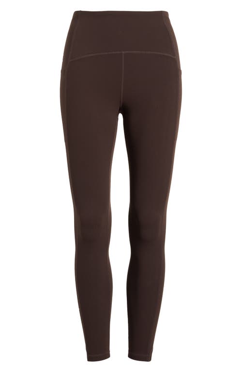 Zella Studio Luxe High Waist Pocket 7/8 Leggings In Brown Mole