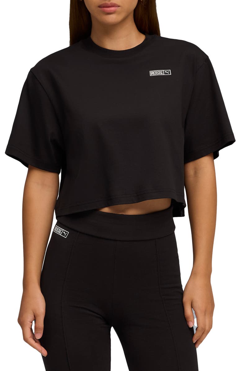 PUMA x Rosé Relaxed Fit Crop T-Shirt, Main, color, Puma Black