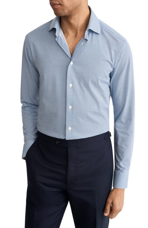 Slim Fit Geo Stretch Jersey Dress Shirt